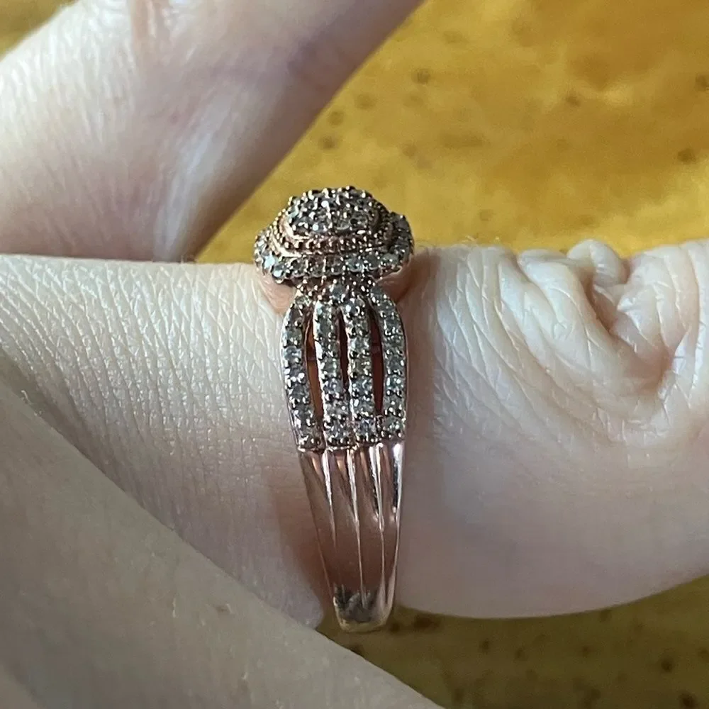 Natural Champagne Diamond Sterling Silver Ring Size 6
